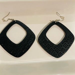 Black wooden dangle earrings